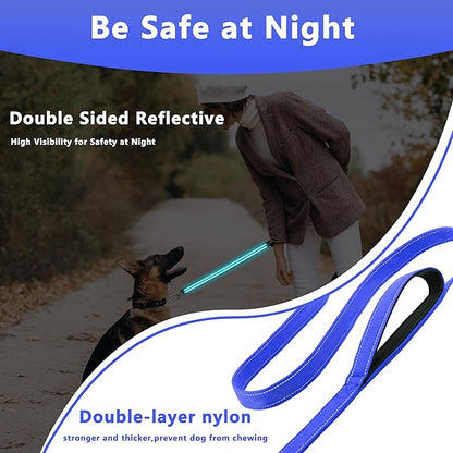 Dog Leash 6.5ft Long, Double Handle Dog Leash for Safety Control Training, Heavy Duty Dog Leads with Traffic Padded Handles, Reflective Leashes for Small Medium Large Dogs(6.5ft, Navy Blue)