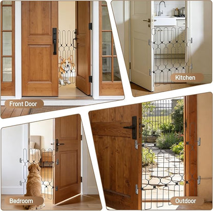 Retractable Dog Gate for Front Door 26" Wide 30.7" Tall Automatic Retractable Dog Barrier to Keep Pets Secure When Door Opens/Closes, Hardware Mount Front Door Barrier for Small/Large Dogs, Indoor