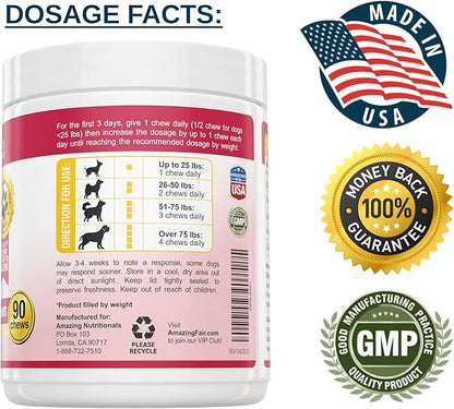 Amazing Cranberry for Dogs Pet Antioxidant, Urinary Tract Support Prevents and Eliminates UTI in Dogs, 90 Bacon Soft Chews