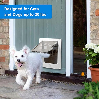 CEESC Dog Door for Pets Up to 20 lb, Weatherproof Pet Door for Cats and Dogs, Durable, Snap-in Closing Panel Included, Suitable for Interior and Exterior Doors(Small White)