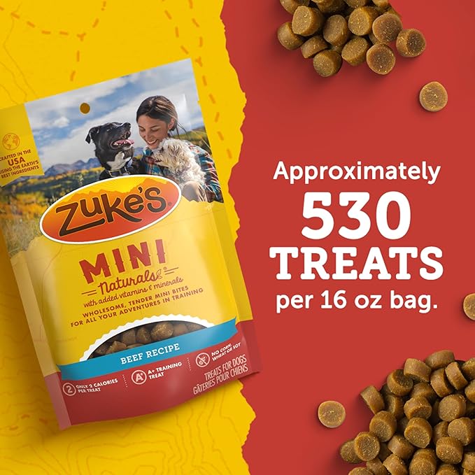 Zuke’s Mini Naturals Dog Training Treats for Dogs, Pet Treats made with Real Beef - 10 oz. Pouch
