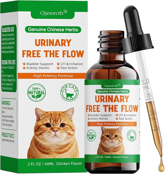 Cat Bladder Remedy for Stones & Crystals, Kidney StonesDissolver forCat- Urinary Free The Flow - Cat Urinary Tract Infection Treatment for Stones, Herbal CatUTI Remedy for Stone Relief & Prevention