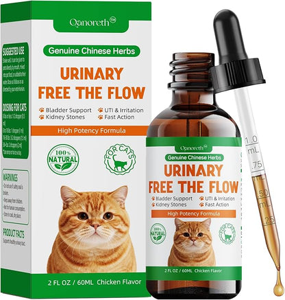 Cat Bladder Remedy for Stones & Crystals, Kidney StonesDissolver forCat- Urinary Free The Flow - Cat Urinary Tract Infection Treatment for Stones, Herbal CatUTI Remedy for Stone Relief & Prevention