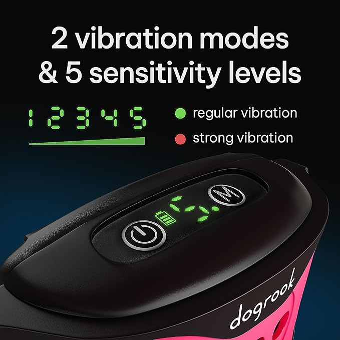 DogRook Rechargeable Dog Bark Collar - No Shock Dog Training Smart Collar - Beep & Vibration Stop Barking Dog Devices - No Bark Collar - Martingale Collars for Large Dog, Medium & Small - 12-110 lbs