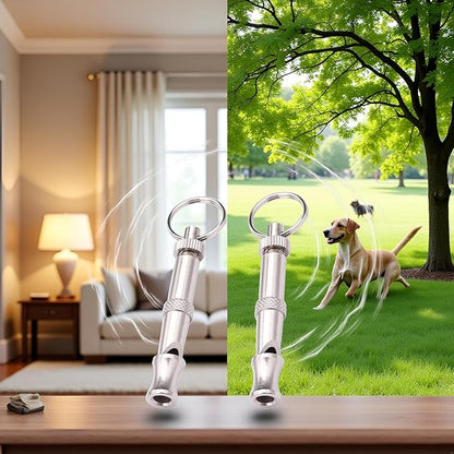 2Pcs Silver Adjustable Ultrasonic Dog Whistle,Portable Whistle Pet Whistle Supersonic Whistle Dog Whistles for Pet Training，Training and Behavior Aids，Dog Whistles