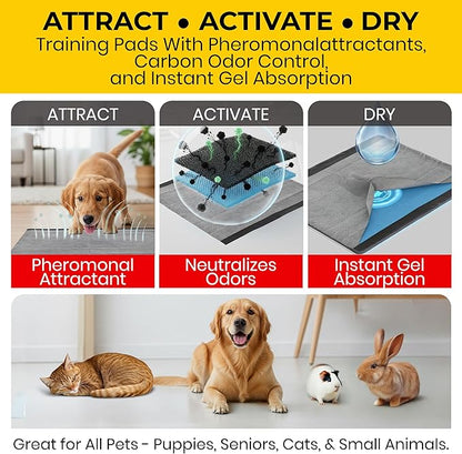 Glad for Pets Black Charcoal Puppy Pads, All-in-One | Puppy Potty Training Pads That Absorb & NEUTRALIZE Urine Instantly | New & Improved Quality Puppy Pee Pads, 14 Count