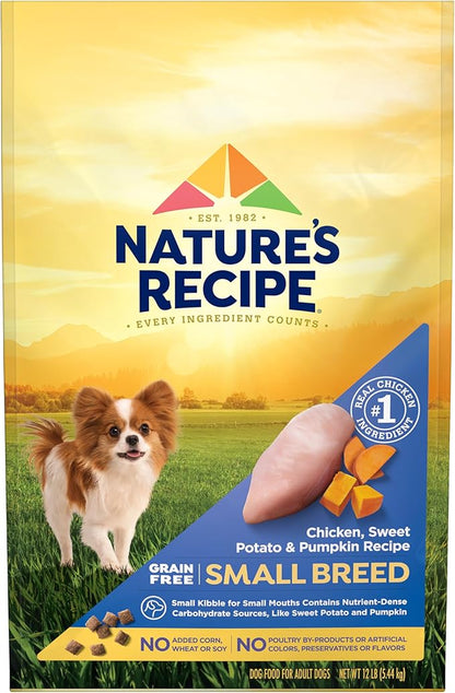 Nature's Recipe Grain Free Small Breed Dry Dog Food, Chicken, Sweet Potato & Pumpkin Recipe, 12 lb. Bag