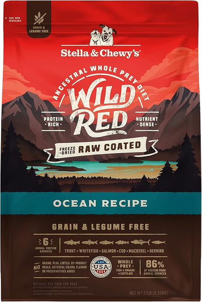 Stella & Chewy's Wild Red Dry Dog Food Raw Coated High Protein Grain & Legume Free Ocean Recipe, 21 lb. Bag