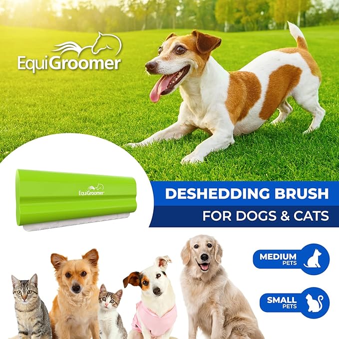 EasyGroomer Deshedding Brush for Dogs & Cats – Undercoat Grooming Tool for Short & Long Hair, Removes Loose Fur & Dirt, Reduces Shedding for Small & Large Pets, Lime