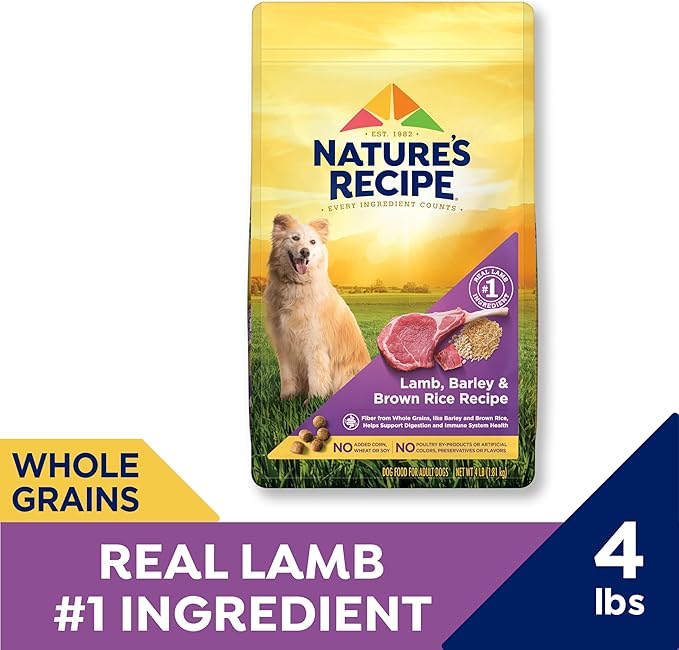 Nature's Recipe Lamb, Barley & Brown Rice Recipe Dry Dog Food, 4 lb. Bag