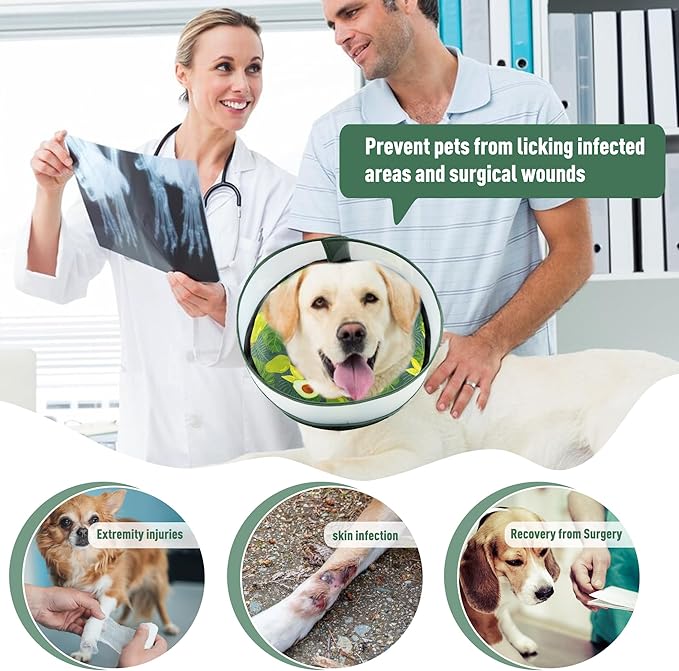 Inflatable Dog Cone, Soft Dog Cone Collar After Surgery for Alternative with Enhanced Anti-Licking Guard Shield Adjustable Detachable, Elizabethan Collar (S, Avocado)