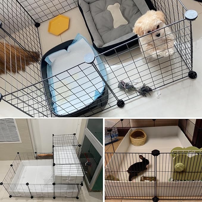 Dog Playpen 12Panels,43.7x43.7x13.8 inches Pet Play Pen House for Medium/Small Dogs Adjustable Dogs Guinea Pig Cage Fence Pen