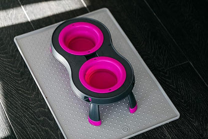 Dexas Pets Double Elevated Pet Feeder, Fuchsia, Small/1 Cup Capacity Bowls (PW1004322405)