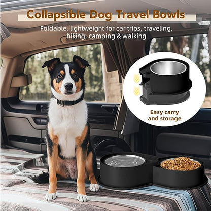 Newget Stainless Steel Dog Bowl Set, 304 Metal Dual Food & Water Bowls for Dogs & Cats, Large Capacity Pet Feeder, Anti-Skid Dog Dish for Small/Medium/Large Pets