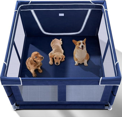 Puppy Playpen Indoor for Dog Small Pets, Dog Playpen 42x42 x25 inch, Dog Play Pen Indoors with Gate, Oxford Fabric Pet Exercise pens for Puppy, Anti-Tipping Dog Enclosure with Zipper Door