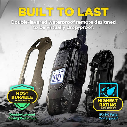 Dogtra 1900X 2-Dogs E-Collar with Remote [New Edition] 35 lbs+, 3/4 Mile Range, LED Light, 100 Levels Control for Stubborn Dogs, Waterproof, Boost for Quick Recall, Vibration, Safety Lock & Tone