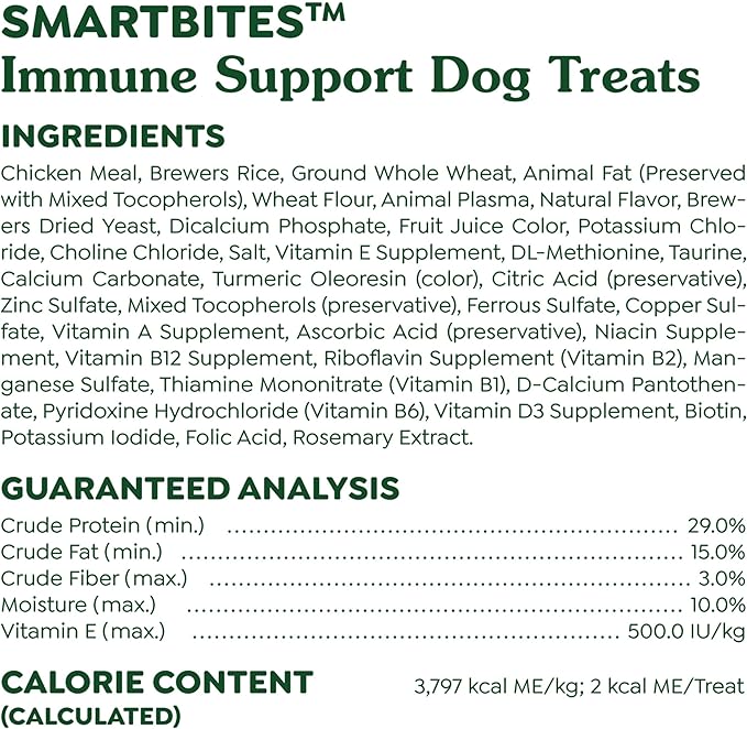 Greenies Smartbites Soft Dog Treats, Dog Immune Support Crunchy & Soft, Chicken Flavor, 28 oz. Pack