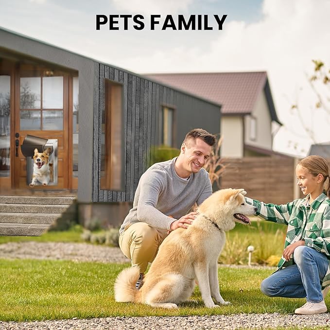 Dog Door All Aluminum Medium, Doggy Doggie Cat Door, Heavy Duty Pet Door for Install in Interior Exterior Doors or Wall, 2 Magnetic Flaps, Energy Efficient, Closing Panel for Pets Up to 45Lb