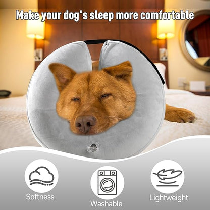 Inflatable Dog Cone, Soft Dog Cone Collar After Surgery for Alternative with Enhanced Anti-Licking Guard Shield Adjustable Detachable, Elizabethan Collar (XL, Gray)