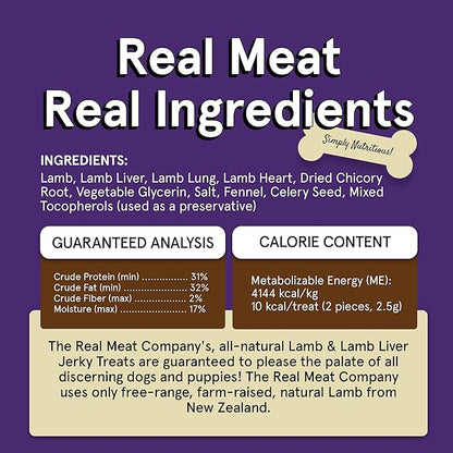 TRMC Real Meat Dog Treats - Two 12oz Bag of Bite-Sized Air-Dried Lamb & Liver Jerky for Dogs - Grain-Free Jerky Pet Treats Made up of 95% Free-Range, Grass Fed Lamb - All-Natural Treats