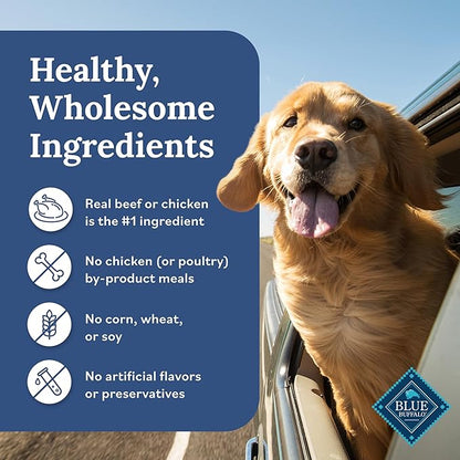 Blue Buffalo Tender Shreds Tasty Chicken Topper and Beef & Chicken Topper Natural Dog Food Complement, 2.5-oz. Pouch, 12-Count Variety Pack