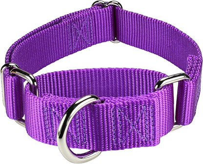 Mikivery Martingale Dog Collar Nylon Adjustable and Safety Training Colourful Comfortable Metal Buckle Pet Collars for Small Medium and Large Dogs(Purple 1,M)