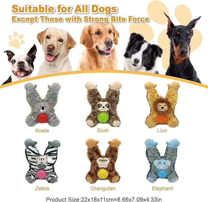 Brown Orangutan Plush Spiky Squeaky Dog Toy for Chewers Puppy Teething Chew Toy Cute Soft Funny Durable Stuffed Animal Interactive Tough Dog Toy for Small Medium Large Dogs Toy Gift 22cm/8.66in