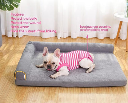 Dog Recovery Suit Post Surgery Shirt for Puppy,Small Female Spay Wound Protective Suit,Pink XS