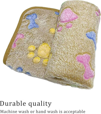 1 Pack 3 Blankets Super Soft Fluffy Premium Fleece Pet Blanket Flannel Paw Printed Throw for Dog Puppy Cat (Medium 30x20'', Purple, Pink, Brown)