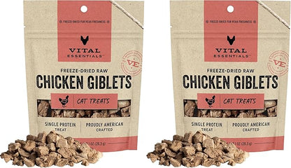 Vital Essentials Freeze Dried Raw Cat Treats | Chicken Giblets | 1 oz | Pack of 2