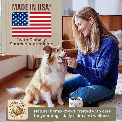 Bacon Calming Bites for Dogs - Separation Anxiety Relief & Stress Support - Hemp Calming Treats for Dogs - No Melatonin - 120 Bacon Flavor Soft Chews