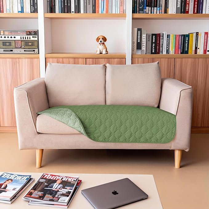gogobunny 100% Double-Sided Waterproof Dog Bed Cover Pet Blanket Sofa Couch Furniture Protector for Puppy Large Dog Cat, Reversible (32x53 Inch (Pack of 1), Dark Green/Light Green)