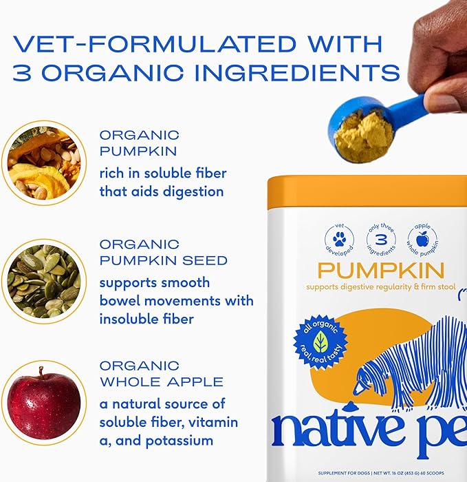 Native Pet Goat Milk Powder for Dogs (120 Scoops) & Pumpkin Powder for Dogs (60 Scoops) - Organic Goat Milk Food Topper for a Healthy Digestive System & Organic Pumpkin Fiber