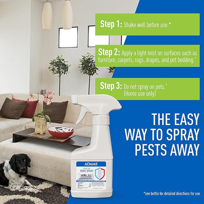 ADAMS Flea & Tick Home Spray for Indoor House Treatment, Kills Bed Bugs, Fleas, & Ticks, for Carpet, Furniture & Pet Bedding, Controls Fleas, Ticks, Bed Bugs, Cockroaches, Spiders & Mosquitoes, 8 oz