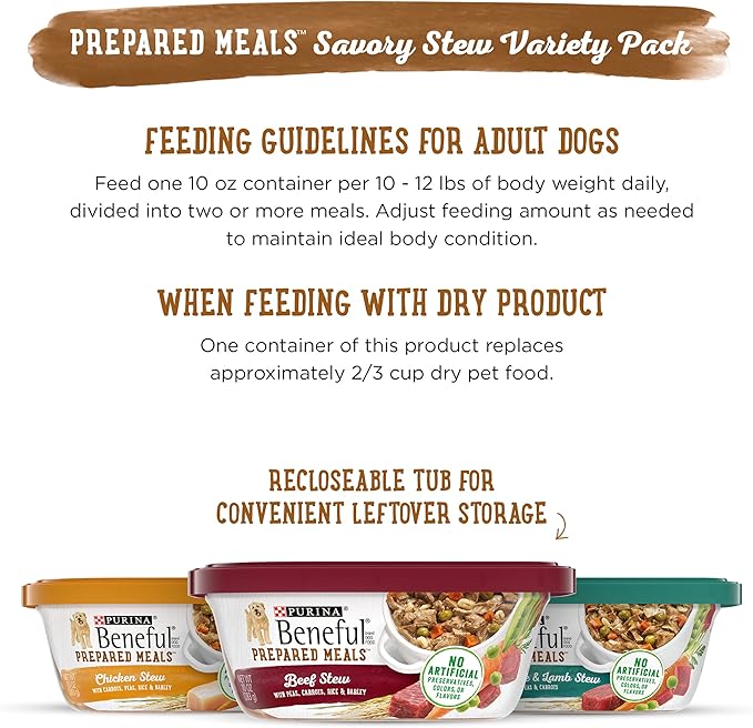 Beneful Purina Wet Dog Food, Gravy, Stew | Variety Pack | 10 oz. Tubs | 12 Count | Pack of 2