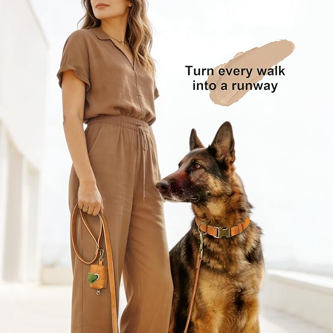 Didog Soft PU Leather Dog Collar, Stylish Quick Released Dog Collars for Large Dogs, Easy Clean Adjustable Pet Collar for Daily Walking, Light Brown, XL Fit 20-26" Neck
