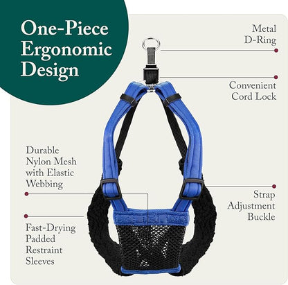 Sporn No Pull Dog Harness, Durable Nylon Mesh Harness for Medium Dogs, No Choke Design, Padded Restraint Sleeves, Adjustable Fit, Easy On/Off, Ideal for Medium Breeds, Blue