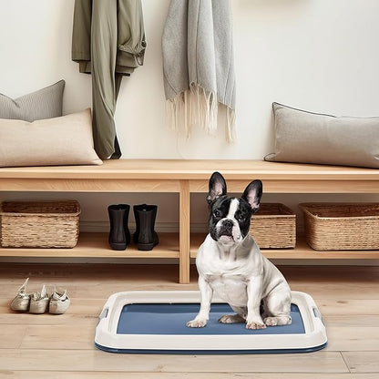 IRIS USA Pee Pad Holder for Dogs and Puppies, Potty Training Tray with Secured Latches, Non-Skid Feet, Leak Protection, Easy Clean Surface, Fits 17"x 23" Puppy Pads Size, Navy