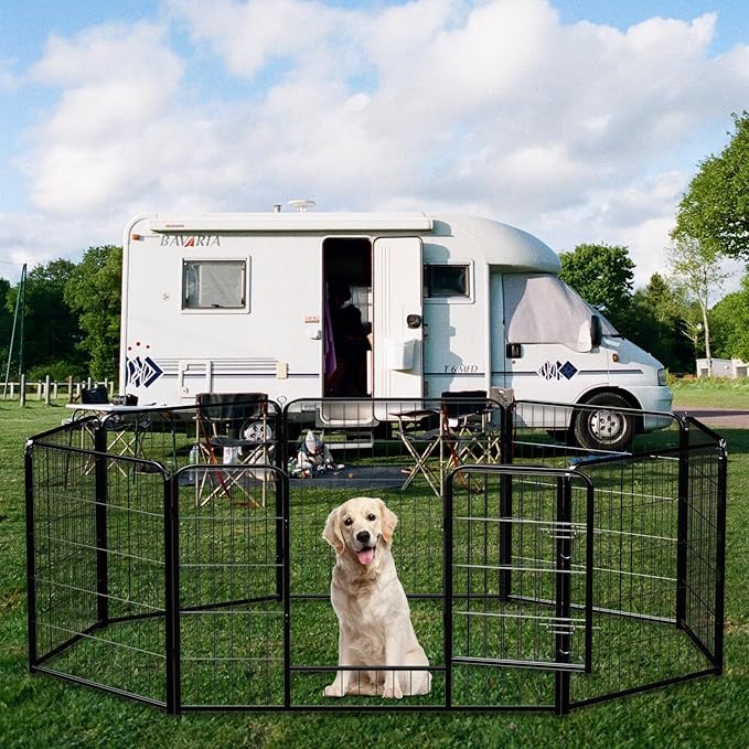 NEWBULIG Dog Playpen 8 Panels 40" Height Foldable Heavy Duty Metal Dog Exercise Playpen Puppy Fence for Indoor Outdoor Yard