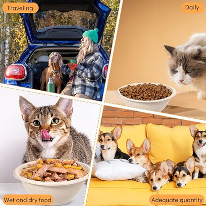 200 Pcs Disposable Pet Bowls Bulk 8 Oz Travel Paper Food Bowls for Small Dogs Puppy Cat, Leakproof Pet Feeding and Watering Supplies 1 Cup