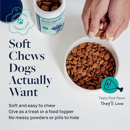 Veterinary Formula Anal Gland Support for Dogs – Vet-Formulated No Scoot Chews with Pumpkin, Ginger, Agave Inulin & Probiotics – Supports Scooting, Stool Quality & Digestive Health, 120 Soft Chews
