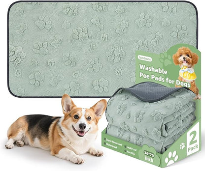 LOOBANI Washable Pee Pads for Dogs: 2 Pack Super Absorbent Reusable Puppy Pads, Leakproof and Waterproof Dog Training Pads Whelping Pads for Hallway Runner, Floor, Crate, Couch and Travel, 36"x72"