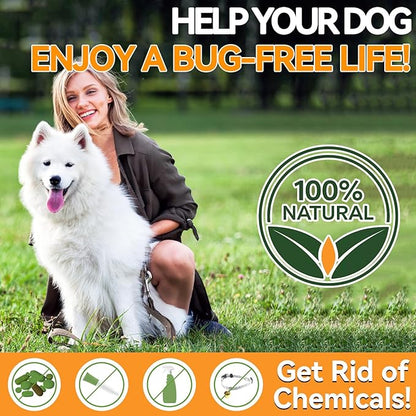 Carmelie Flea and Tick Prevention for Dogs - 200 Soft Chewables Natural Dog Flea and Tick Support - Oral Flea Supplement for All Breeds & Size Dogs, Puppy Flea Protection - Duck Flavor