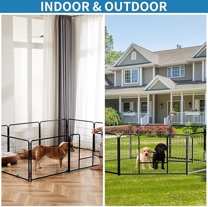 NEWBULIG Dog Playpen 16 Panels 32" Height Foldable Heavy Duty Metal Dog Exercise Playpen Puppy Fence for Indoor Outdoor Yard