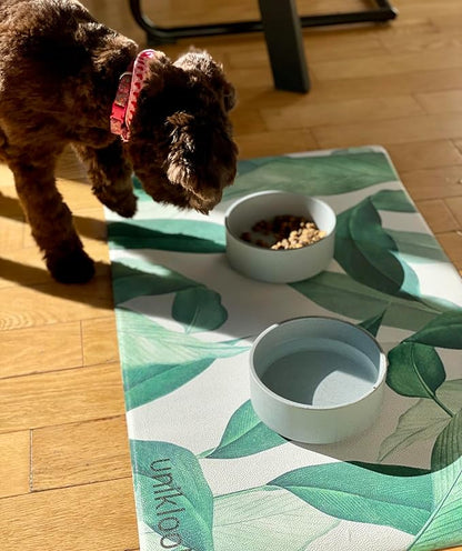 Pet Placemat, Dog Cat Food Water Bowls Mat Feeding Station Pet Safe 28" X 16.5" Waterproof Easy to Clean Dog Modern Designs Boho Uniklook