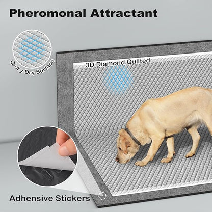 MIZOK Charcoal Dog Pee Pads Activated Carbon 36x36in Dog Pads Odor Control Up to 11 Cups of Liquid Super Absorption Pee Pads for Dogs Quick Dry & Leak-Proof Puppy Pads (100 Counts)