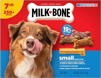 Milk-Bone Peanut Butter Flavor Naturally & Artificially Flavored Dog Biscuits - Crunchy Dog Treats - 7 Pounds (Packaging Design May Vary)