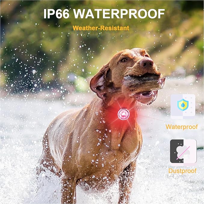 Tubasion 2-Pack Dog Lights for Night Walking, Upgraded 8 Modes Rechargeable Dog Collar Lights for Nighttime Clip On, IPX6 Waterproof and Silicone Band Safety Lights for Dog Collars