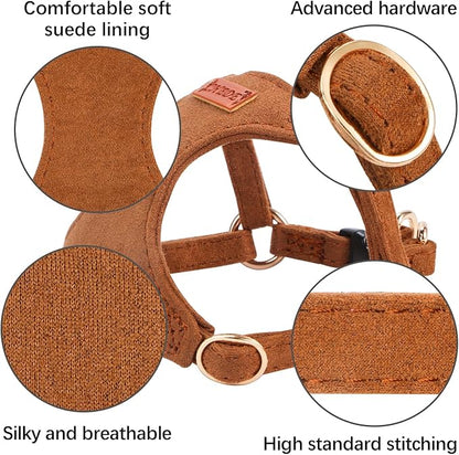 No Pull Dog Harness- Lightweight, Soft, Adjustable Small Harness Collar and Leash Set, Suitable for Cats Puppy Small and Medium-Sized Dog Outdoor Training and Running