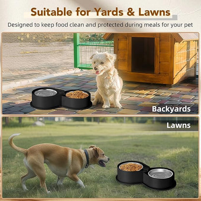 Newget Stainless Steel Dog Bowl Set, 304 Metal Dual Food & Water Bowls for Dogs & Cats, Large Capacity Pet Feeder, Anti-Skid Dog Dish for Small/Medium/Large Pets